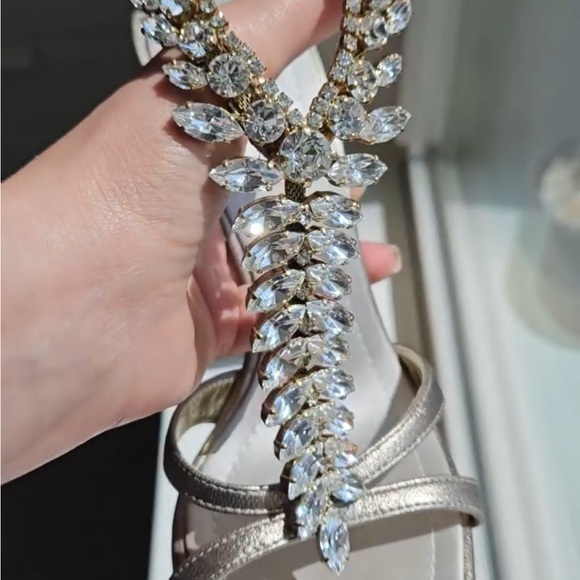 💎✨ RARE Gorgeous Giuseppe Zanotti Taupe Metallic Bejeweled Crystal Sandals - Picture 13 of 14